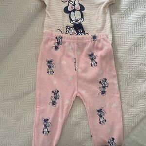 Disney Minnie Mouse Baby Outfit - Pink and White
